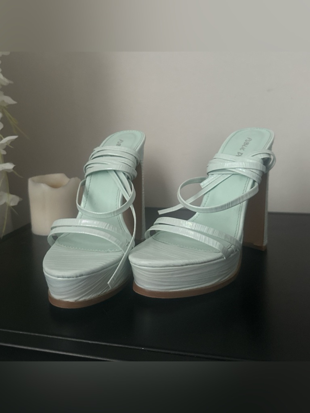 Public Desire Mint-Strap Platform Sandals